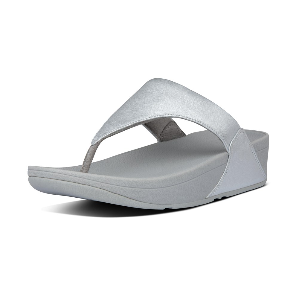 Fitflop Womens Sandals Silver - Lulu Leather Toe-post - CG5701289